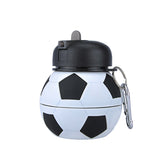 550ml Foldable Soccer Silicone Water Bottle with Straw