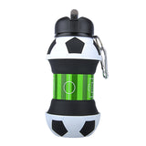 550ml Foldable Soccer Silicone Water Bottle with Straw