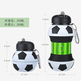 550ml Foldable Soccer Silicone Water Bottle with Straw