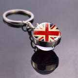 Soccer Keychain Glass Ball Pendant Top World Countries Flag Keyrings