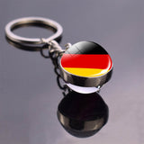 Soccer Keychain Glass Ball Pendant Top World Countries Flag Keyrings