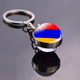 Soccer Keychain Glass Ball Pendant Top World Countries Flag Keyrings