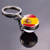 Soccer Keychain Glass Ball Pendant Top World Countries Flag Keyrings