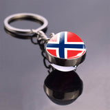 Soccer Keychain Glass Ball Pendant Top World Countries Flag Keyrings