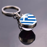 Soccer Keychain Glass Ball Pendant Top World Countries Flag Keyrings