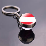 Soccer Keychain Glass Ball Pendant Top World Countries Flag Keyrings