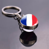 Soccer Keychain Glass Ball Pendant Top World Countries Flag Keyrings