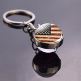 Soccer Keychain Glass Ball Pendant Top World Countries Flag Keyrings