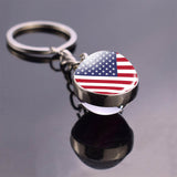 Soccer Keychain Glass Ball Pendant Top World Countries Flag Keyrings