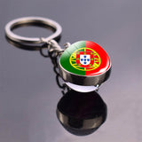 Soccer Keychain Glass Ball Pendant Top World Countries Flag Keyrings