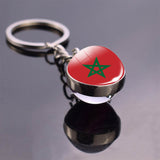 Soccer Keychain Glass Ball Pendant Top World Countries Flag Keyrings