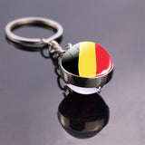 Soccer Keychain Glass Ball Pendant Top World Countries Flag Keyrings