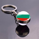 Soccer Keychain Glass Ball Pendant Top World Countries Flag Keyrings