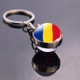 Soccer Keychain Glass Ball Pendant Top World Countries Flag Keyrings