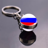 Soccer Keychain Glass Ball Pendant Top World Countries Flag Keyrings