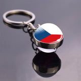 Soccer Keychain Glass Ball Pendant Top World Countries Flag Keyrings