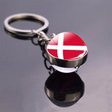 Soccer Keychain Glass Ball Pendant Top World Countries Flag Keyrings