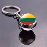 Soccer Keychain Glass Ball Pendant Top World Countries Flag Keyrings