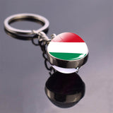 Soccer Keychain Glass Ball Pendant Top World Countries Flag Keyrings