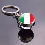 Soccer Keychain Glass Ball Pendant Top World Countries Flag Keyrings