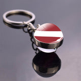 Soccer Keychain Glass Ball Pendant Top World Countries Flag Keyrings