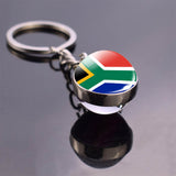 Soccer Keychain Glass Ball Pendant Top World Countries Flag Keyrings