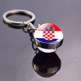 Soccer Keychain Glass Ball Pendant Top World Countries Flag Keyrings