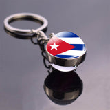 Soccer Keychain Glass Ball Pendant Top World Countries Flag Keyrings