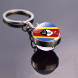 Soccer Keychain Glass Ball Pendant Top World Countries Flag Keyrings