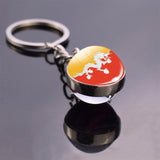 Soccer Keychain Glass Ball Pendant Top World Countries Flag Keyrings