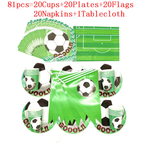 World Cup Theme Football Soccer Green Birthday Party Decorations with Disposable Tableware Set Napkins Cup Plate Party Supplies