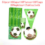 World Cup Theme Football Soccer Green Birthday Party Decorations with Disposable Tableware Set Napkins Cup Plate Party Supplies