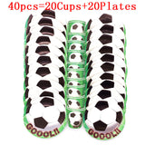 World Cup Theme Football Soccer Green Birthday Party Decorations with Disposable Tableware Set Napkins Cup Plate Party Supplies