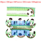 World Cup Theme Football Soccer Green Birthday Party Decorations with Disposable Tableware Set Napkins Cup Plate Party Supplies