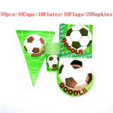 World Cup Theme Football Soccer Green Birthday Party Decorations with Disposable Tableware Set Napkins Cup Plate Party Supplies