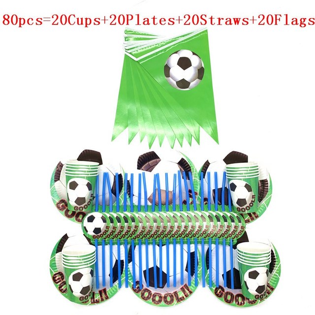 World Cup Theme Football Soccer Green Birthday Party Decorations with Disposable Tableware Set Napkins Cup Plate Party Supplies