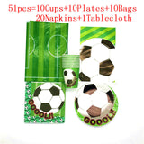 World Cup Theme Football Soccer Green Birthday Party Decorations with Disposable Tableware Set Napkins Cup Plate Party Supplies