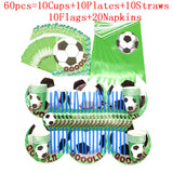 World Cup Theme Football Soccer Green Birthday Party Decorations with Disposable Tableware Set Napkins Cup Plate Party Supplies