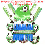 World Cup Theme Football Soccer Green Birthday Party Decorations with Disposable Tableware Set Napkins Cup Plate Party Supplies