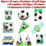 World Cup Theme Football Soccer Green Birthday Party Decorations with Disposable Tableware Set Napkins Cup Plate Party Supplies