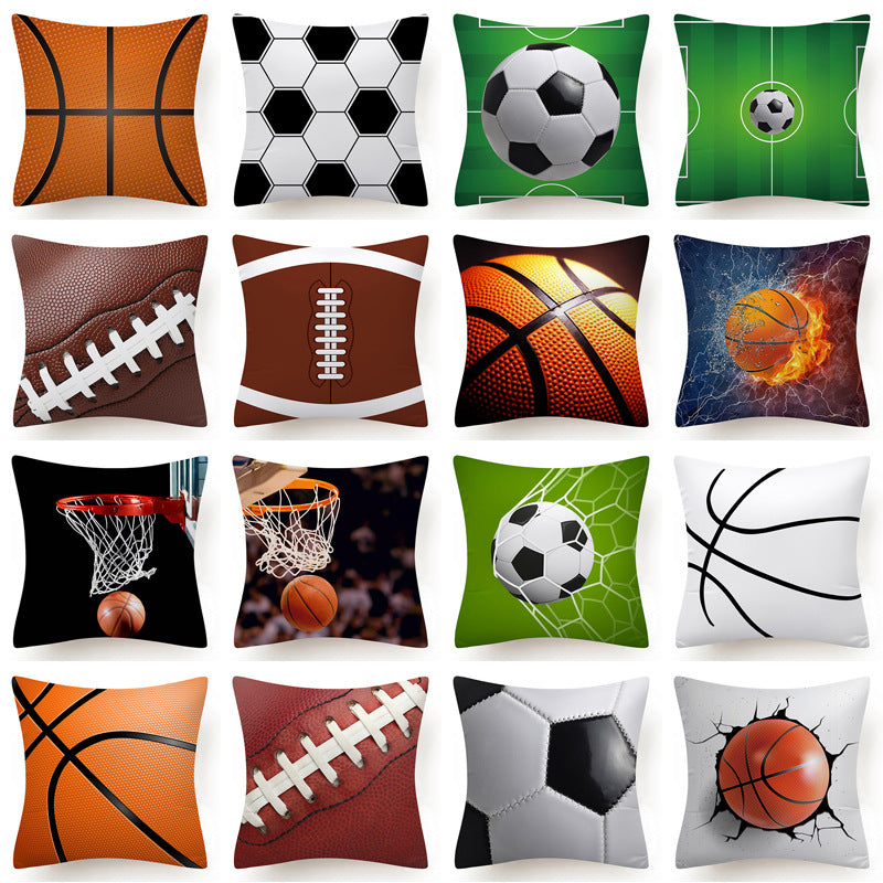 Hot Football Basketball Leather Print Cushion Covers