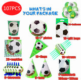 World Cup Theme Football Soccer Green Birthday Party Decorations with Disposable Tableware Set Napkins Cup Plate Party Supplies