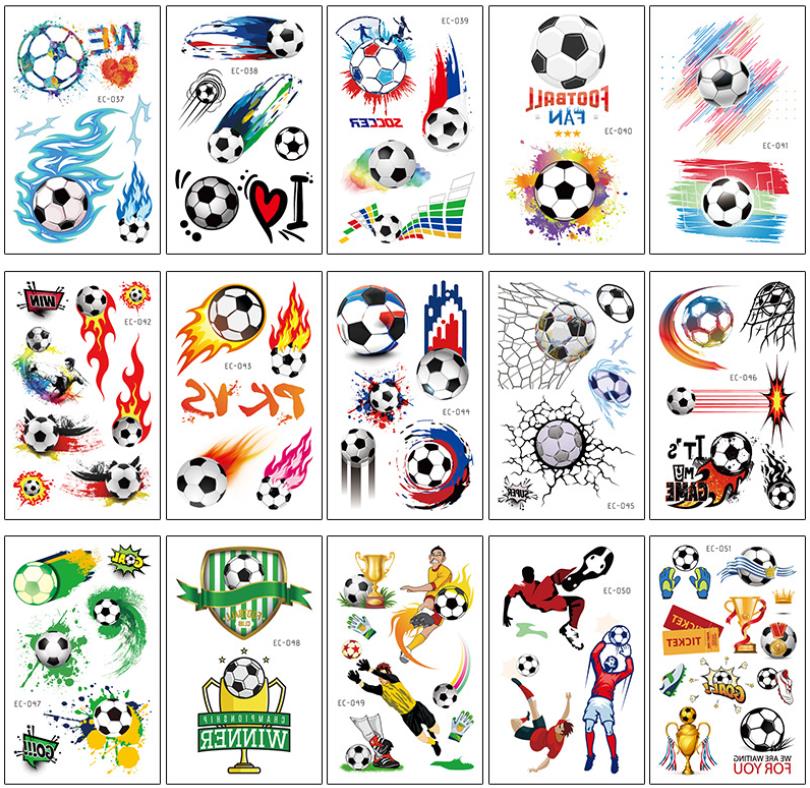 15pcs/set Kids Temporary Tattoos Football Soccer Fan Sticker