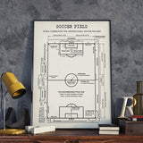 Soccer Field Blueprint Art Canvas Painting