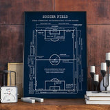 Soccer Field Blueprint Art Canvas Painting