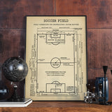 Soccer Field Blueprint Art Canvas Painting