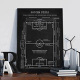 Soccer Field Blueprint Art Canvas Painting