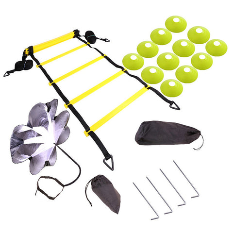 Agility Ladder Kit with Resistance Parachute Disc Cones Bags