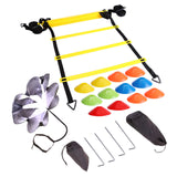 Agility Ladder Kit with Resistance Parachute Disc Cones Bags