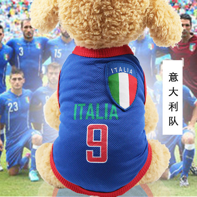 T Shirt Dog Clothes for Small Large Dogs Summer Pets Clothes Spitz Labrador Jersey Basketball Soccer Football National Team Vest